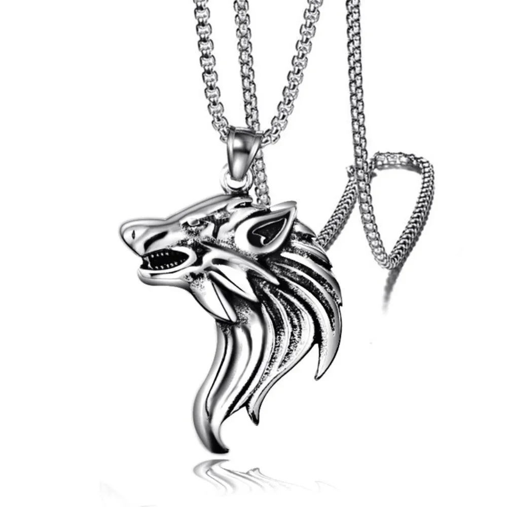 ❤️Viking wolf head fashion pendant necklace for women/men, N90201P182